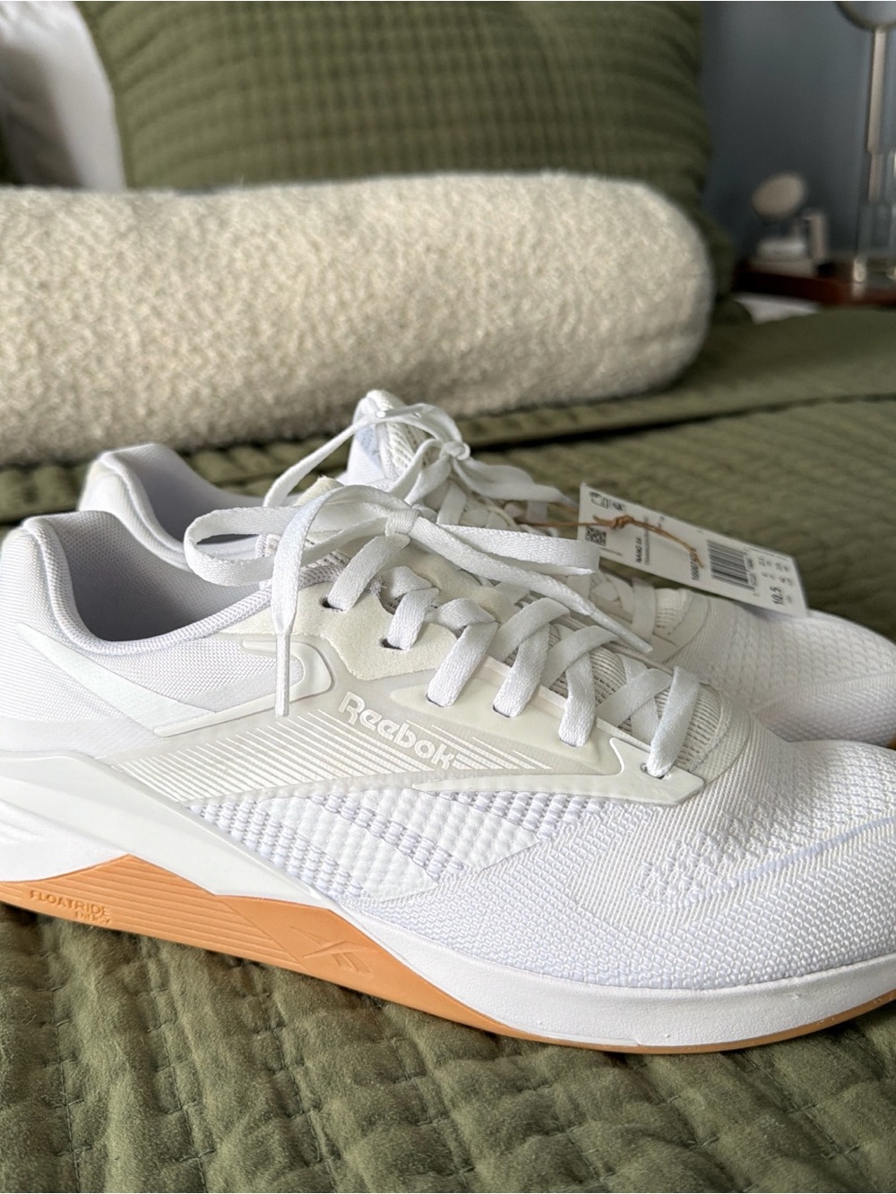 Nano White Athletic Running Shoes with Gum Sole